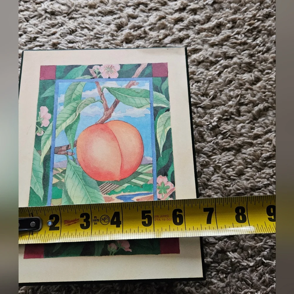 Jerry Emmons Georgia Peach Art Print Handmade Mulbury Tree Green Wood Box Vtg